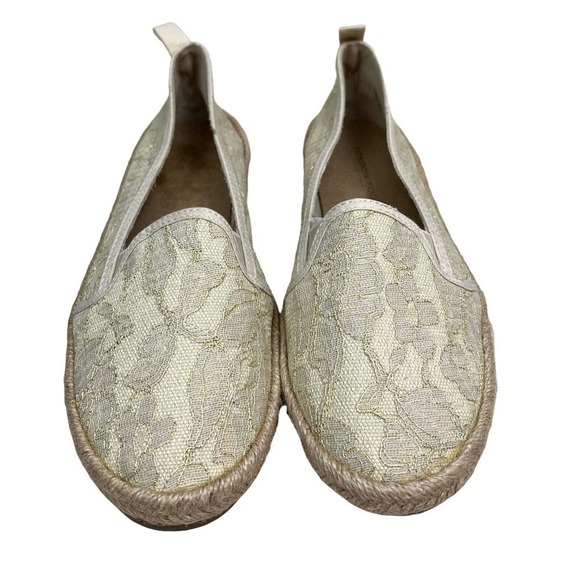 London Fog LALA Espadrilles Shoes Cream Lace Pattern Slip On Cushioned Women 9M‎ - Picture 4 of 7